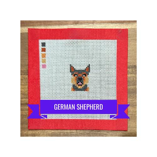 German Shepherd | Hand-Painted Needlepoint Canvas | Ready to Stitch Kit