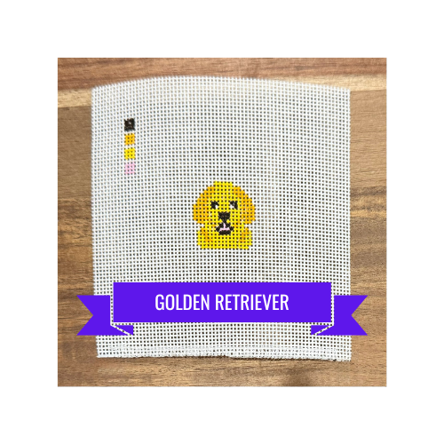 Golden Retriever | Hand-Painted Needlepoint Canvas | Ready to Stitch Kit