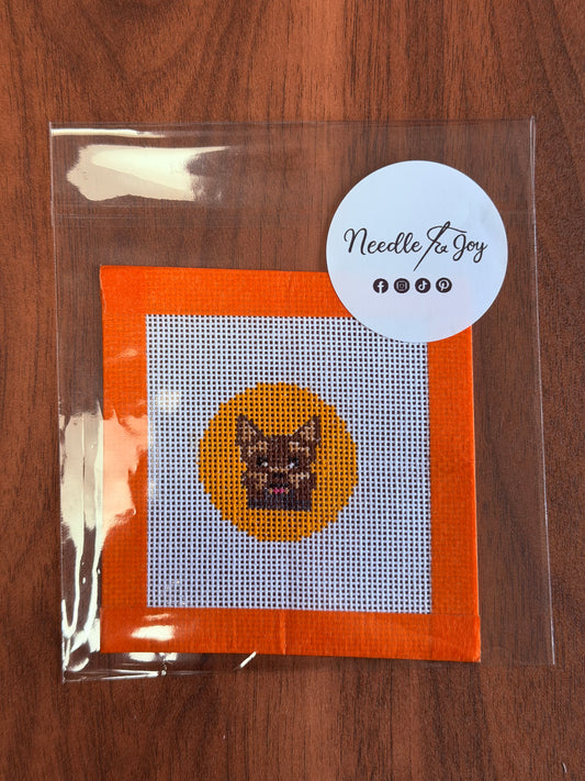 Yorkshire Terrier Dog | Hand-Painted Needlepoint Canvas | Yellow Background