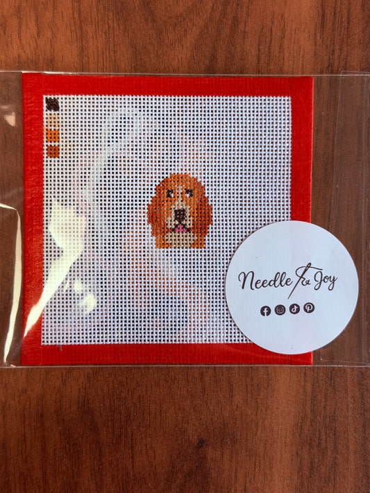Basset Hound | Hand-Painted Needlepoint Canvas | Ready to Stitch Kit