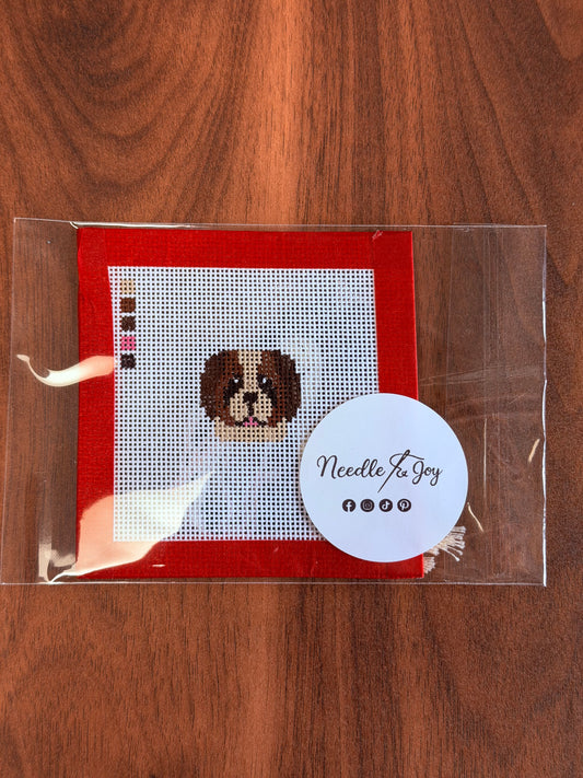 St Bernard Dog | Hand-Painted Needlepoint Canvas | Ready to Stitch Kit