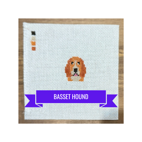 Basset Hound | Hand-Painted Needlepoint Canvas | Ready to Stitch Kit