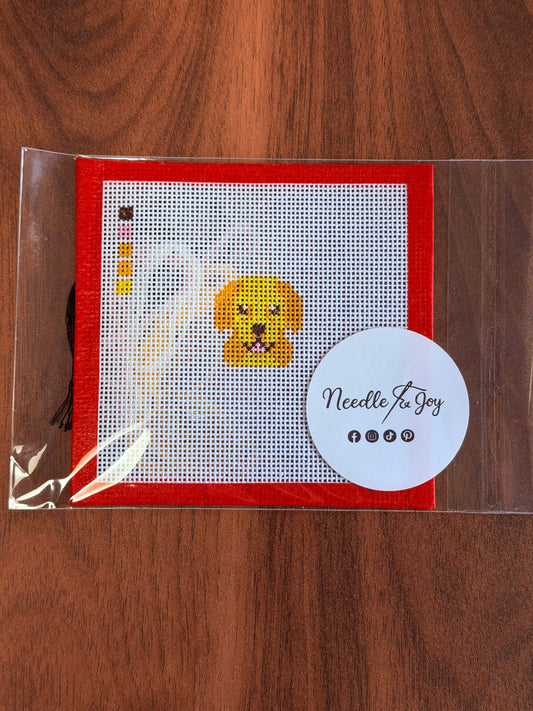 Golden Labrador Retriever | Hand-Painted Needlepoint Canvas | Ready to Stitch Kit