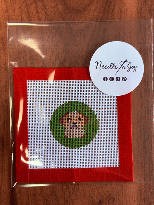 Shih Tzu Dog | Hand-Painted Needlepoint Canvas | Lime Green Background