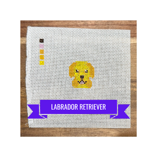 Golden Labrador Retriever | Hand-Painted Needlepoint Canvas | Ready to Stitch Kit