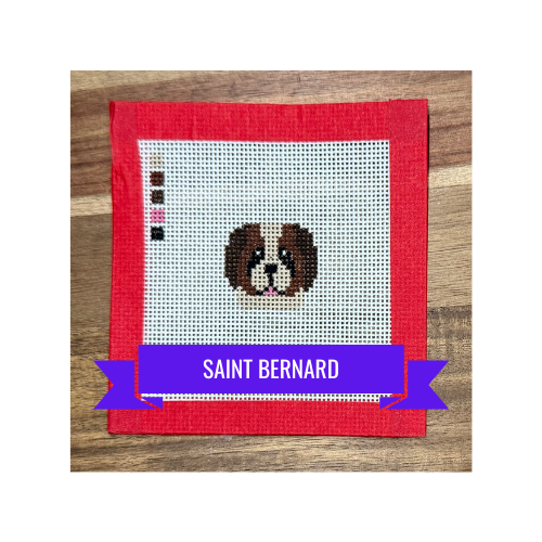 St Bernard Dog | Hand-Painted Needlepoint Canvas | Purple Background